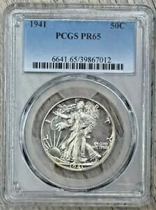 1941 �E�H�[�L���O ���o�e�B 50C �v���[�t �V���o�[ �n�[�t�_���[ PCGS PF 65�A�uAW �Ȃ��v
