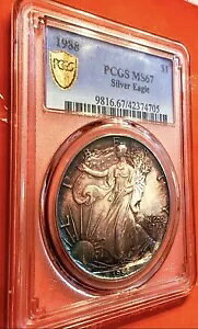 1988-P PCGS MS67 �V���o�[ �C�[�O�� $ �����X�^�[ �r�u�����g �v���O���b�V�u ���C���{�[ �g�[�j���O $750