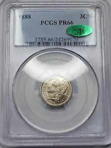 1888 v[t X[ Zg jbP 3c PCGS PR66 CAC  PF t PQ *G833