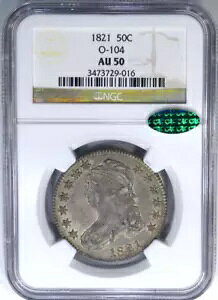 1821 50C NGC / CAC AU50 O-104 �L���b�v�t���o�X�g ~ �������I���W�i���̕\��!