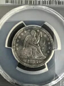 1855 - S 25C A[Y ~ SEATED LIBERTY QUARTER PCGS F VF Low Mintage
