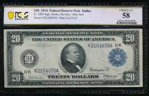 AC Fr 1004 1914 $20 �_���X FRN PCGS 58 �o�[�N/�}�J�h�D�[