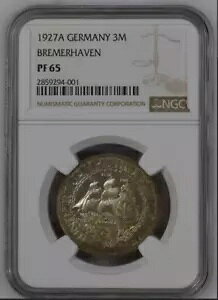 �h�C�c�A���C�}�[�����a��1927-A AR 3 Rmk PCGS PR65 �u���[�}�[�n�[�t�F�� 100 ���N�L�O