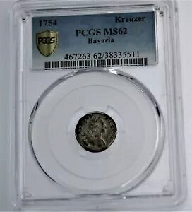 1754 �N���C�c�@�[ �o�C�G���� PCGS MS62-1 ���E�� 2 ��̂ݖ�����