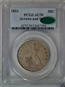 1853 ȃn[t_[AArrows & RaysAPCGS AU50 CAC..........^Cv RC