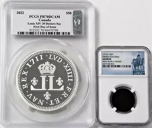 2022 $50 �J�i�_ 5�I���X �V���o�[ ���C 14 �� 30 �f�j�[�� PCGS PR70 DCAM FDOI �ݏ���