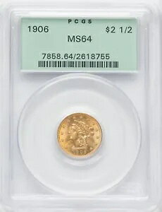 1906 ���o�e�B�w�b�h 2.5 �h�� �N�H�[�^�[ �C�[�O�� �S�[���h PCGS MS64 OGH