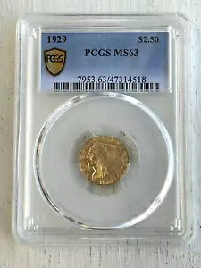 1929�N ������ $2.50 �C���f�B�A������ �F�� PCGS MS 63