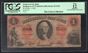 1861�N $1 �u���b�W�|�[�g�V�e�B��s�R�l�`�J�b�g����x�ꎆ�� PCGS FINE-12