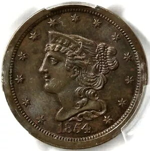 ????????????PCGS MS64 BN 1854 �҂ݍ��݃w�A �n�[�t�Z���g