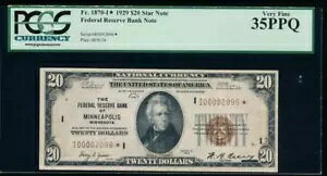 AC 1929 $20 FRBN �~�l�A�|���X �X�^�[�m�[�g PCGS 35 PPQ Fr 1870-I ���A�m�[�g�A���m�� 28 ��