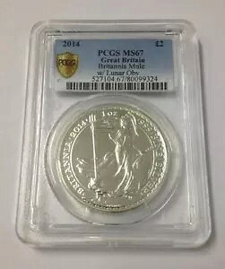 �u���^�j�A ���A �~���[�� �G���[ ���̕\�ʕt�� 2014 1 �I���X 999 �V���o�[ �R�C�� - PCGS MS67