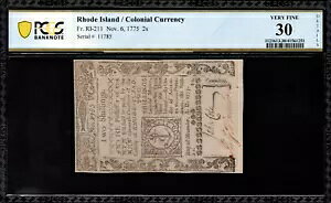 ���[�h�A�C�����h�A���n���� Fr#RI-211 1775 �N 11 �� 6 �� 2s PCGS 30 *��*
