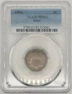1866 CY V[h jbP PCGS MS63 5C