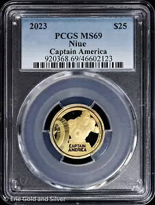2023 $25 ニウエ 1/4 オンス ゴールド キャプテン アメリカ PCGS MS 69 | UNC BU