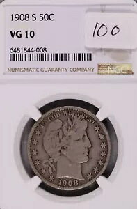 1908-S �o�[�o�[ �V���o�[ �n�[�t�_���[ NGC VG-10 #4-008