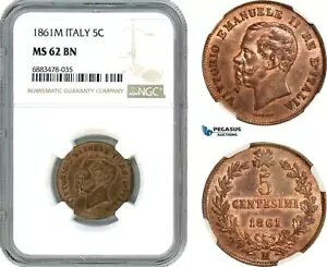 AJ597AC^AABbgBG}kG[ IIA5 Centesimi 1861 MA~mǁANGC MS62BN