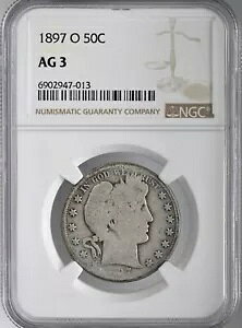 1897-O 50C �o�[�o�[ �V���o�[ �n�[�t�_���[ NGC AG03 #6902947-013