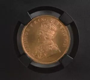 1936 C KG V British India 1/4 Anna Black Core-NGC Graded MS 66 RD