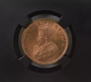 1935 C KG V British India 1/4 Anna Black Core-NGC Graded MS 66 RB