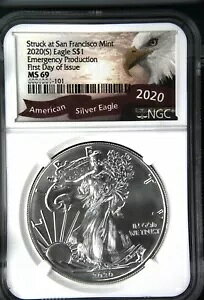 未流通アメリカン イーグル ウルトラ カメオ シルバー 1OZ NGC MS69 2020 - 初日!