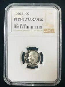 1985 S 10C ���[�Y�x���g �_�C�� PF70 �E���g�� �J���I UCAM NGC; PR70 DCAM POP 206; SKU 2628