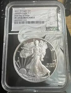 2021 W �A�����J�� �V���o�[ �C�[�O�� �w�����f�B�b�N �C�[�O�� T-1 $1 NGC PF 69 �E���g�� �J���I