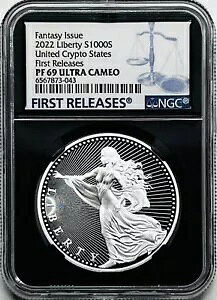 2022 1�I���X 1000 SATOSHI �č��Í��ʉ� �V���o�[ ���o�e�B �v���[�t NGC PF69 UCAM