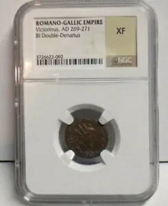 ���}�[�m �K���A�鍑 AD 269-271 BI-Double-Denarius NGC XF ���[�}�Ñ�R�C��