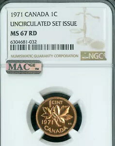 1971 CANADA CENT NGC MS67 RD PQ MAC 2ND FINEST & SPOTLESS B