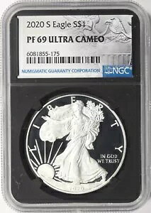 2020-S $1 プルーフ アメリカン シルバー イーグル NGC PF69 ウルトラ カメオ ブラック レトロ コア