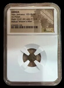 AE Prutah Judaea Alex Jannaeus Widows Mite NGC Ancients Fine�A��������