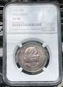 1893 50C コロンビア万博シルバー ハーフダラー記念 NGC AU58 ナチュラル トーニング