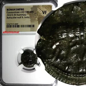 ローマ帝国コンスタンティヌス BI Nummus cAD 330-340 Roma/She-Wolf &Twins NGC VF (9)