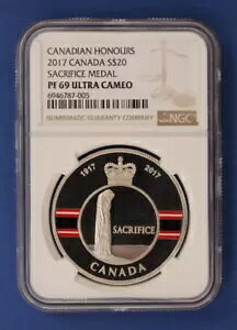 2017 �J�i�_ �V���o�[ �v���[�t $20 �R�C���u�T�N���t�@�C�X ���_���vNGC �O���[�h PF69 COA �t��