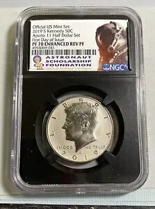 2019-S 50c Kennedy Enhanced Rev Apollo 11 �Z�b�g NGC PF70 ���i�ԍ� 4816