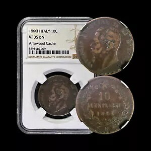 C^AB 1866A10 CentesimiAH - NGC VF35 - VEIIA[Ao[~KAq[g