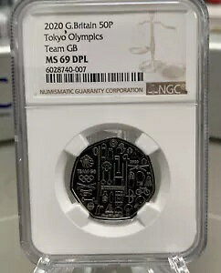 2020 �`�[�� GB ���� 2020 �I�����s�b�N 50 �y���X 50 �y���X �R�C�� NGC MS69 DPL ������