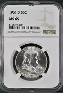 1961-D 50C �t�����N���� �n�[�t�_���[ NGC MS65 8158269-008
