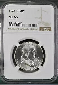 1961-D 50C �t�����N���� �n�[�t�_���[ NGC MS65 8158269-009