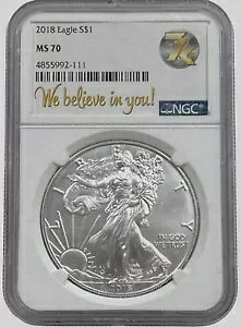 2018 �A�����J�� �V���o�[ �C�[�O�� $1 NGC MS 70 7k 1 �I���X �R�C��