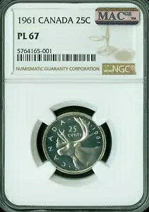 1961 �J�i�_ 25 �Z���g NGC PL67 2ND �ō��� MAC *