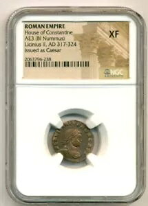 [}鍑 LjEX 2  AD 317-324 AE3 Nummus as Caesar XF NGC