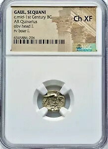ÑMV GAUL SEQUANI IO 1 I AR Quinarius NGC Ch XF