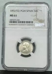 1892 (92) PGM �X�y�C�� �V���o�[ 50 �Z���g �x�C�r�[ �A���t�H���\ 13 �� - NGC MS61