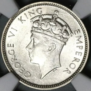1937 NGC AU 58 南ローデシア シルバー 6 ペンス軸スターリング コイン (21020801C)