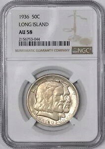 1936 �����O�A�C�����h �V���o�[�L�O�n�[�t�_���[ 50C - NGC AU58 -
