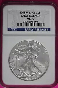 2008 W MS 70 �V���o�[ �A�����J�� �C�[�O�� ���������[�X NGC �O���[�f�B���O �I�[�Z���e�B�b�N �X���u 765