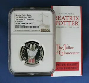 2018 �V���o�[ �v���[�t 50 �y���X �R�C���uThe Tailor of Gloucester�vNGC �O���[�h PF69 COA �t��