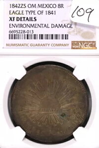 1842 Zs OM Mexico 8 Reales Eagle Type 1841 NGC XF ڍ׊B_[W #8-013
